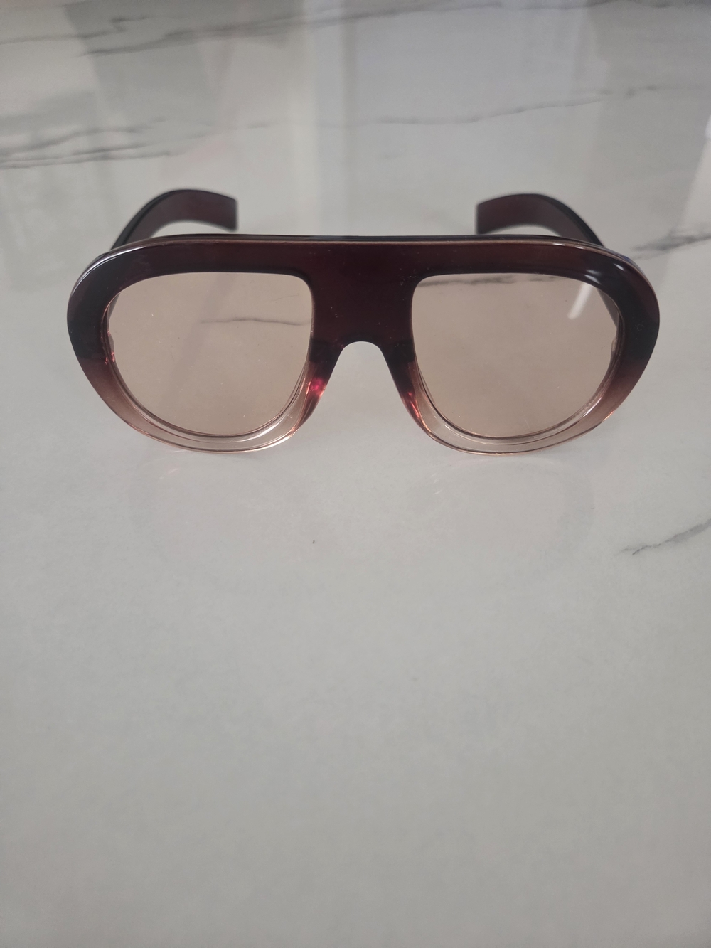 Retro Oversized Gradient Pink/Tan Sunglasses